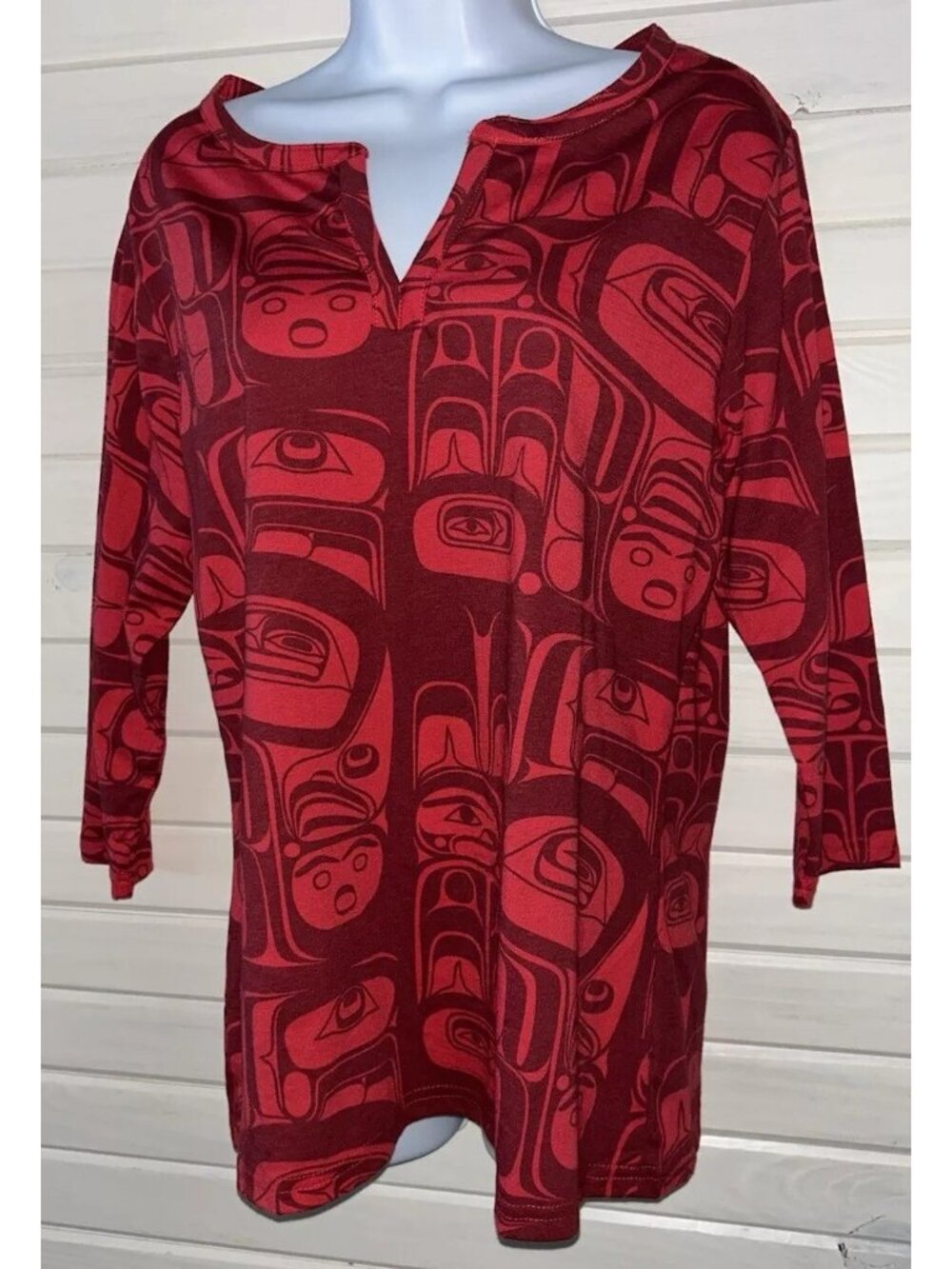 NWT Native Northwest Sz SMALL 3/4 Sleeve T-Shirt Eagle Vision Red Allan Weir
